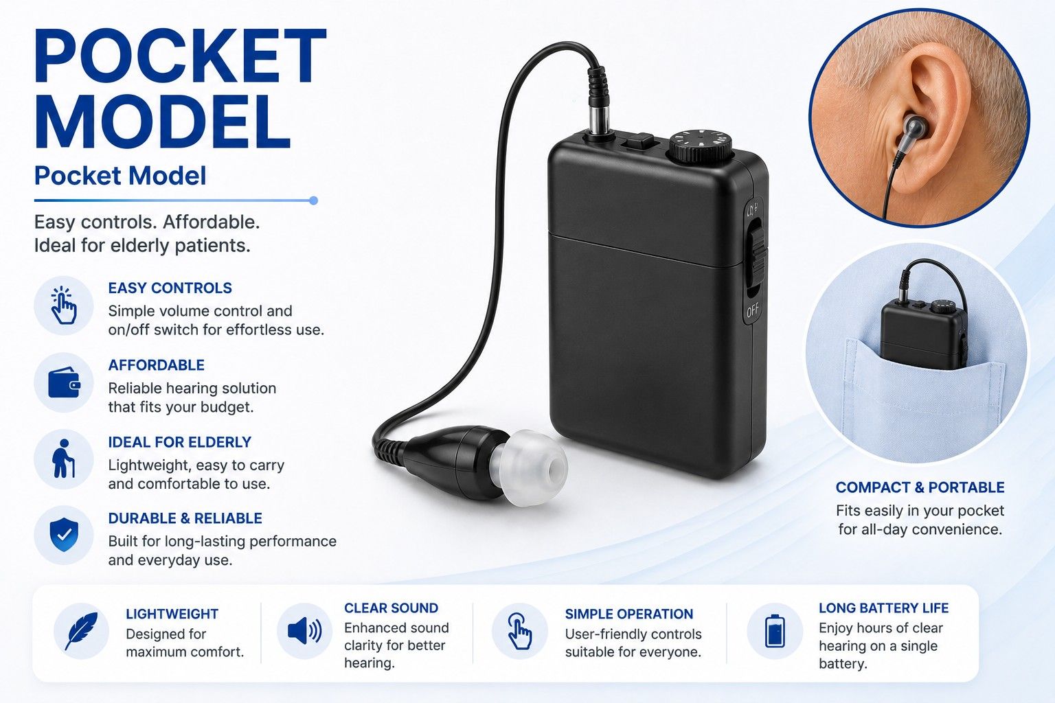 Pocket Hearing Aid – Body Worn Model